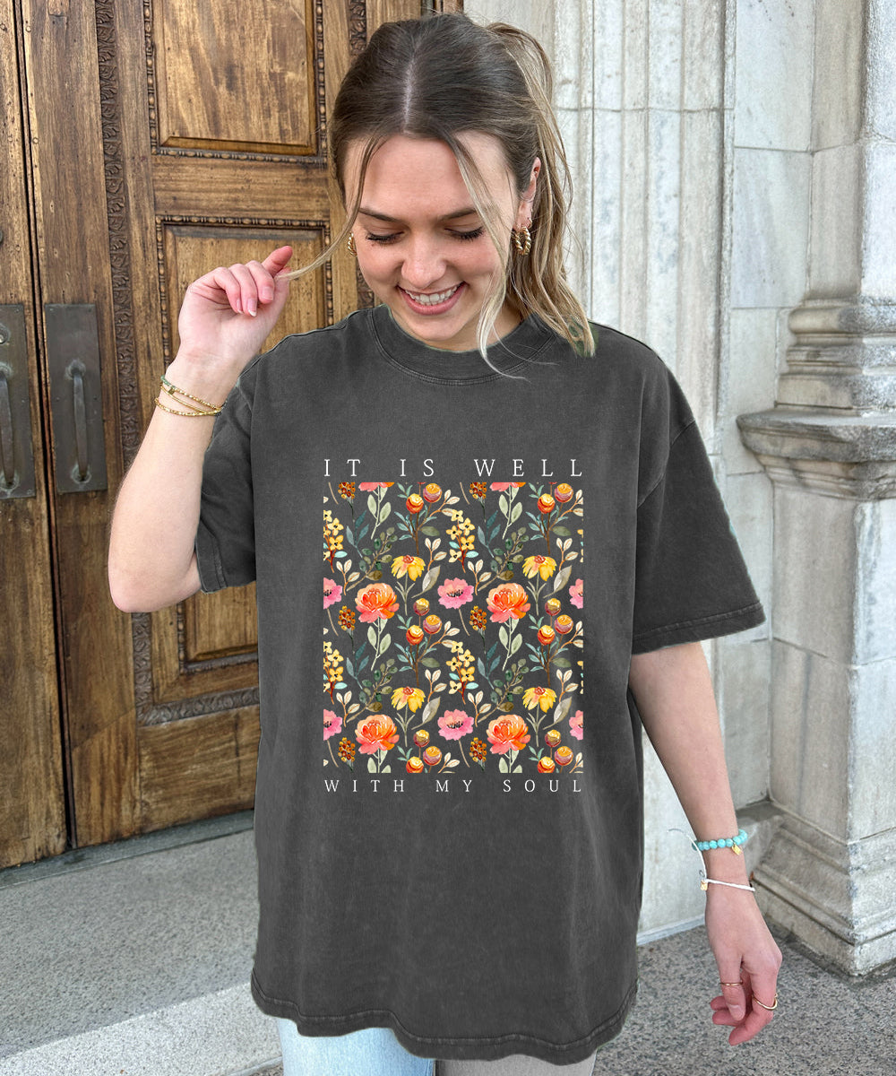 It Is Well With My Soul Washed Christian T-shirt Hoodie, Sweatshirt | CiraTrend.com (Image 2)