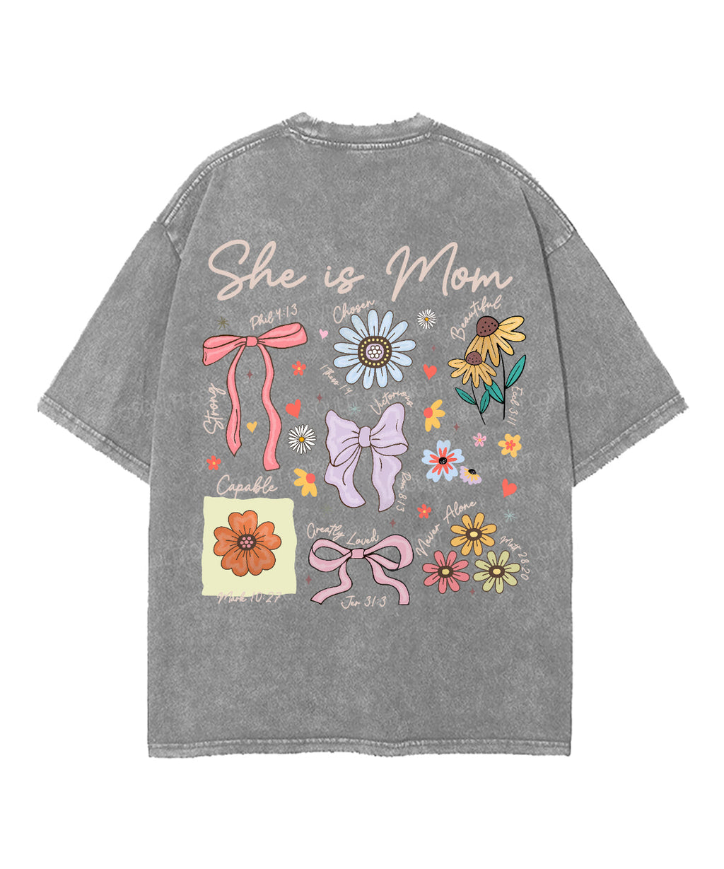 She Is Mom Double Sided Unisex Washed Christian T-shirt Hoodie, Sweatshirt | CiraTrend.com (Image 5)