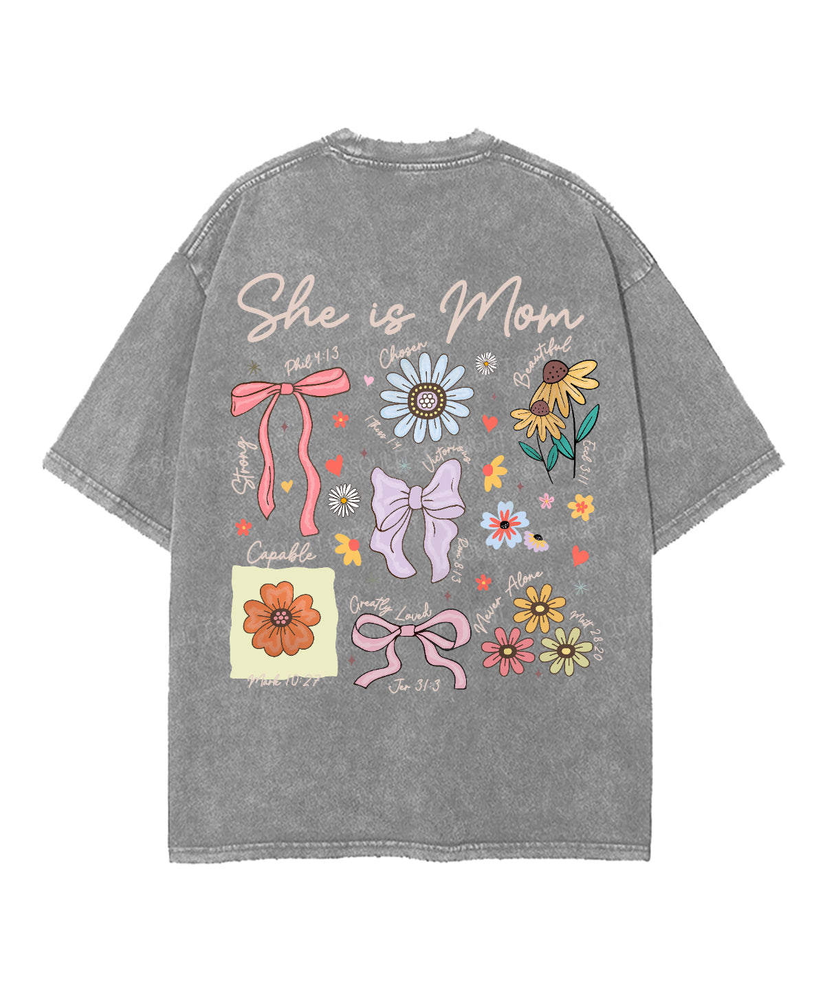She Is Mom Double Sided Unisex Washed Christian T-shirt Hoodie, Sweatshirt | CiraTrend.com (Image 5)