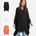 Button Front Long Sleeve Cover-Up Kimono