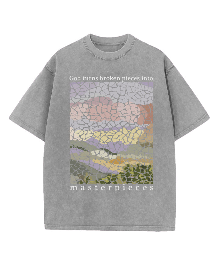 God Turns Broken Pieces Masterpieces Washed Christian T-shirt Hoodie, Sweatshirt | CiraTrend.com (Image 4)