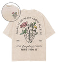 Guard Your Heart Above All Else Double Sided Unisex Washed Christian T-shirt Hoodie, Sweatshirt | CiraTrend.com (Image 1)