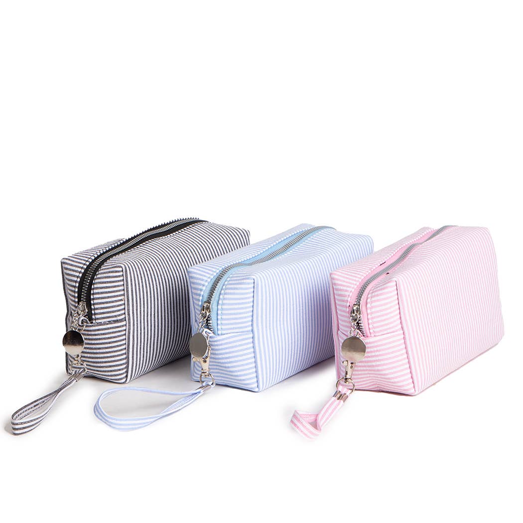 Stripe Bubble Texture Zipper Pouch