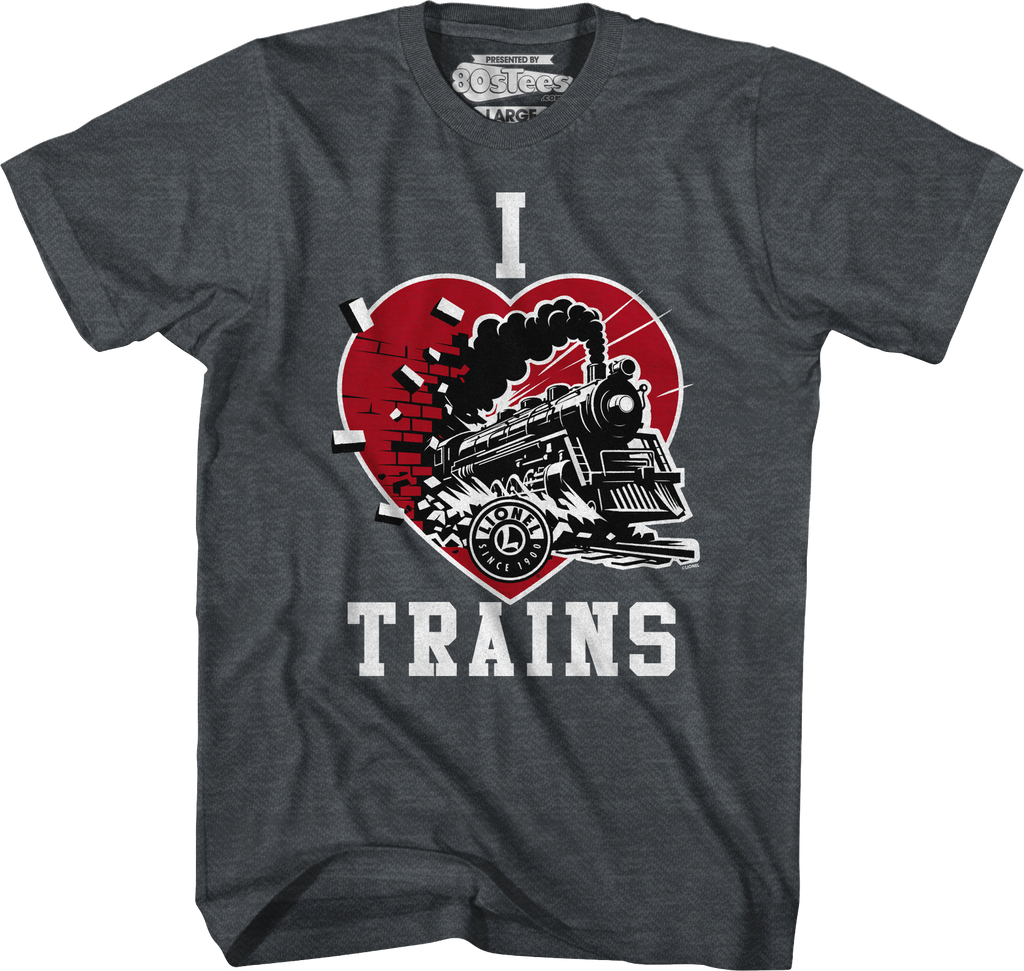 Dark Heather I Love Trains Lionel Trains T-Shirt Hoodie, Sweatshirt | CiraTrend.com (Image 1)