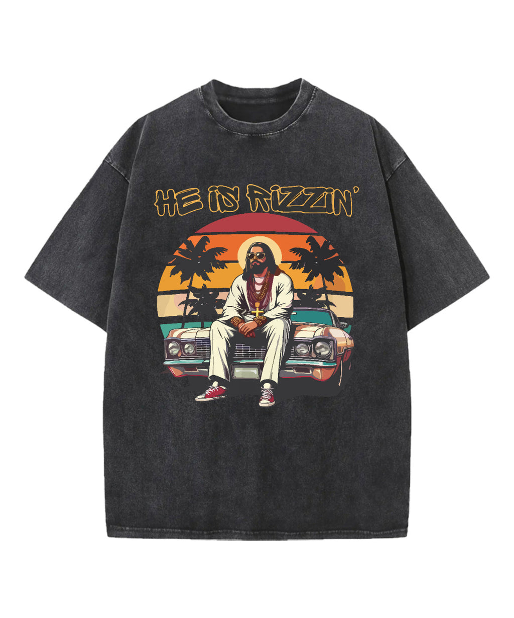 He is Rizzin' Washed Christian T-shirt Style001 Hoodie, Sweatshirt | CiraTrend.com (Image 1)
