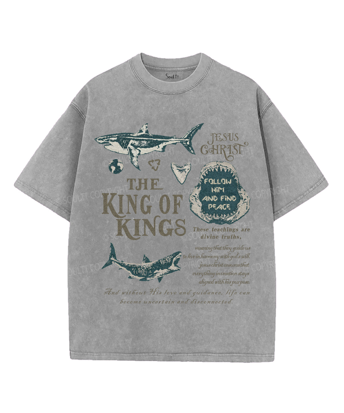 The King Of Kings Unisex Washed Christian T-shirt Hoodie, Sweatshirt | CiraTrend.com (Image 2)