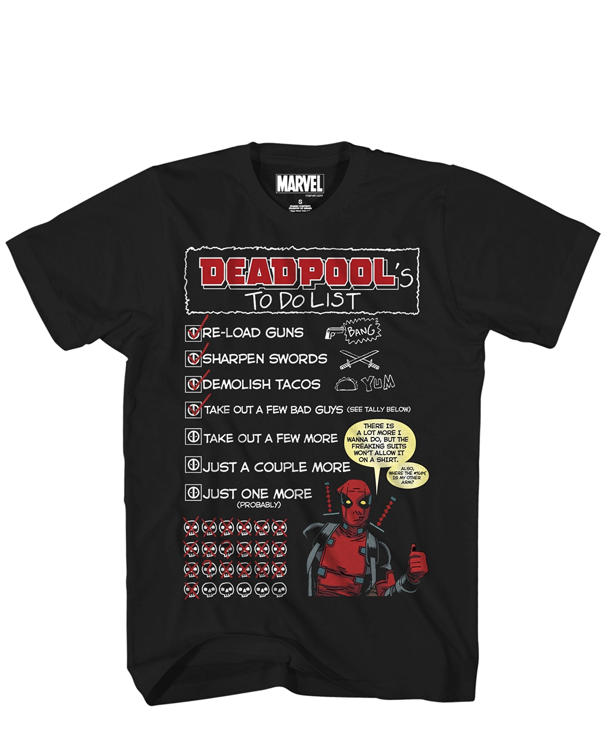 Deadpool Mens T-Shirt - To Do List Graphic T-Shirt for Adults Hoodie, Sweatshirt | CiraTrend.com