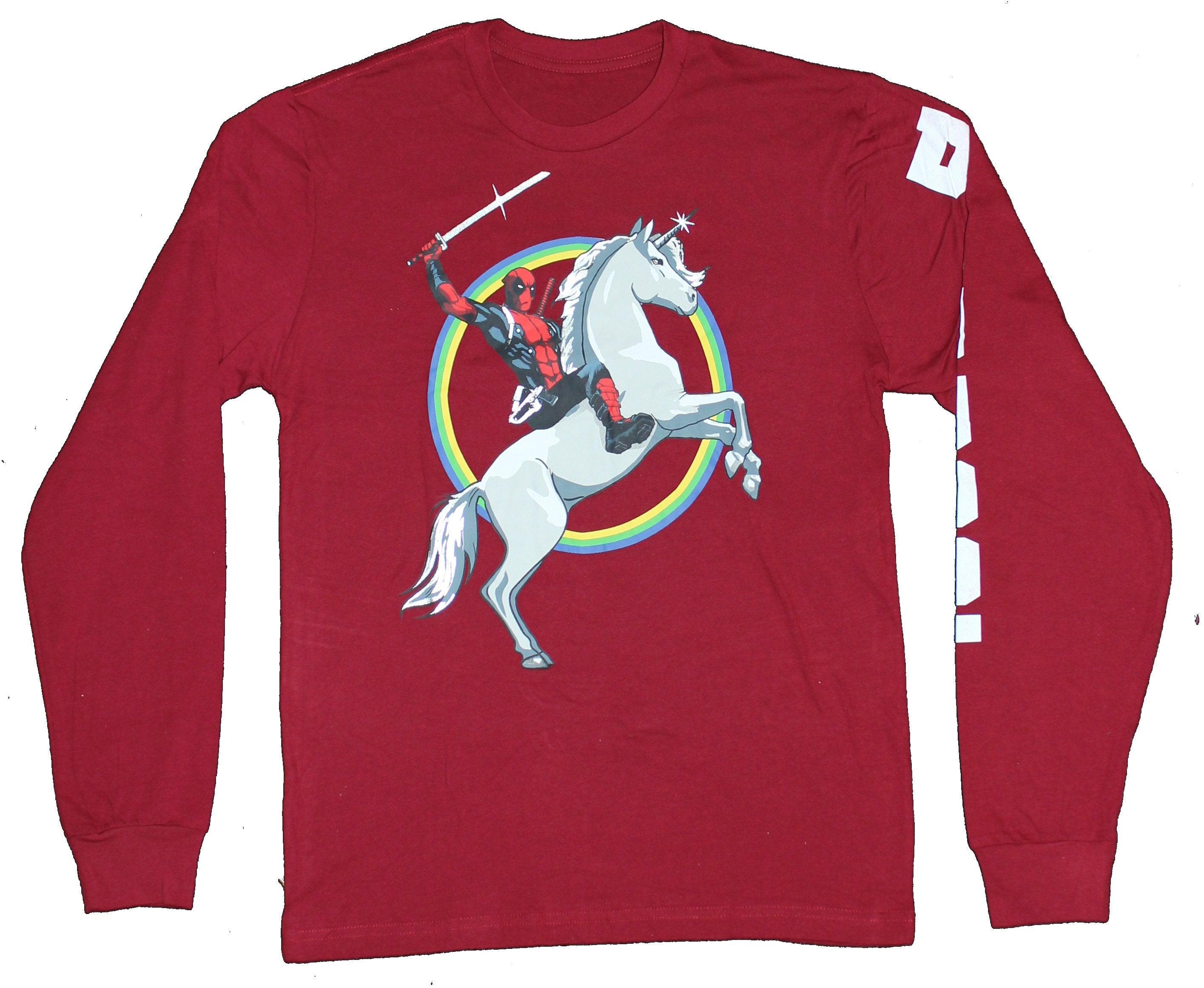 Deadpool Mens Long Sleeve T-Shirt - Battle Ready Rainbow Ride Hoodie, Sweatshirt | CiraTrend.com