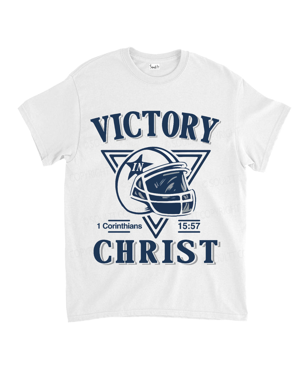 Victory In Christ Football Unisex Cotton Christian T-Shirt Hoodie, Sweatshirt | CiraTrend.com (Image 2)