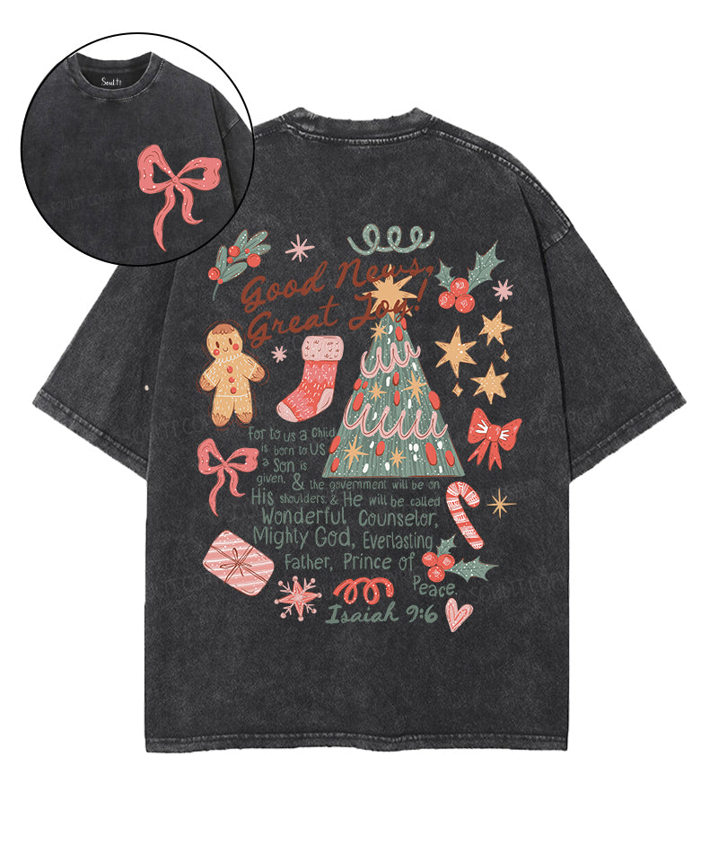 Good News Great Joy Double Sided Washed Christian T-shirt Hoodie, Sweatshirt | CiraTrend.com (Image 1)