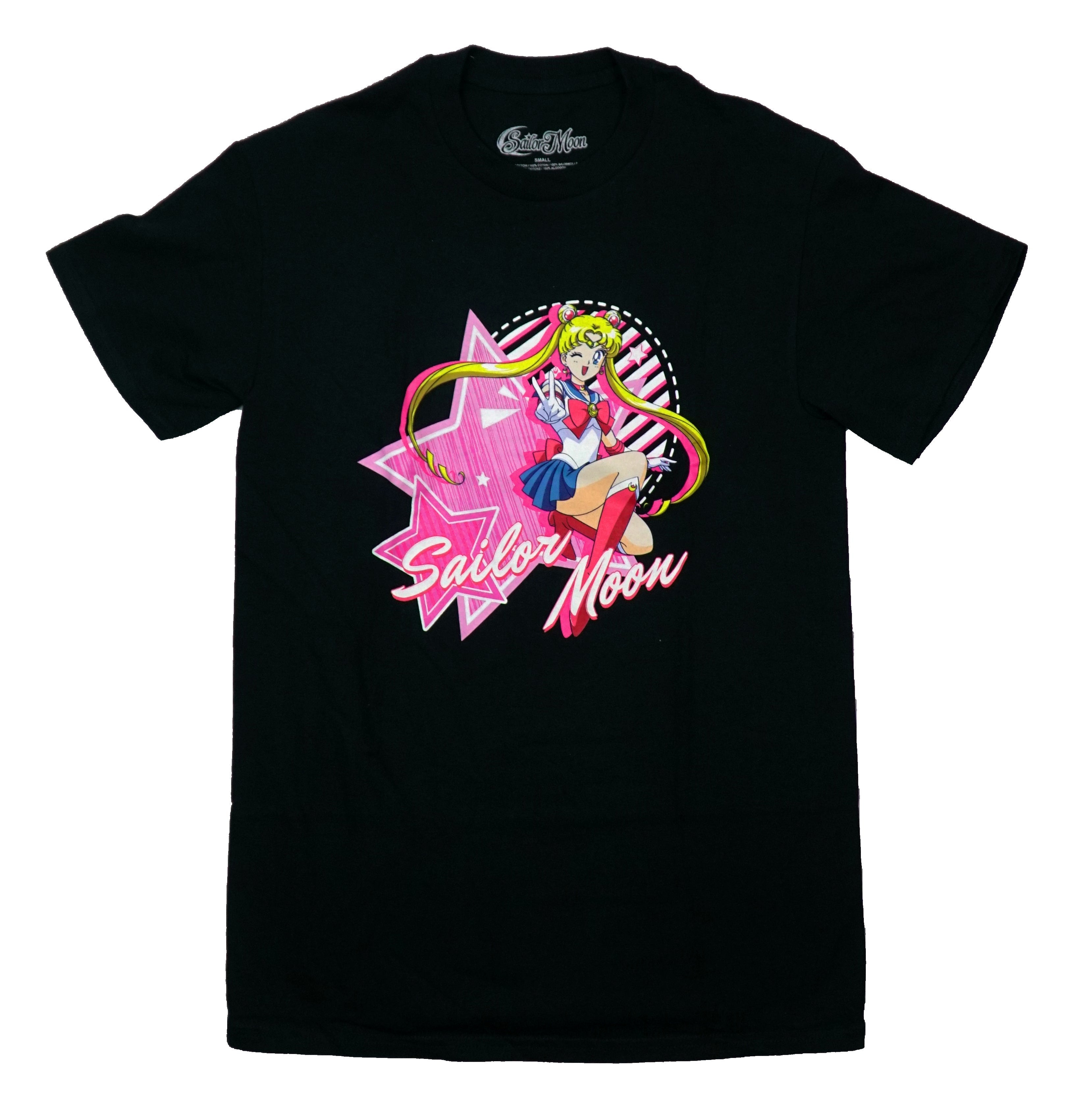 Sailor Moon Mens T-Shirt - Over Pink Star Winking Hoodie, Sweatshirt | CiraTrend.com