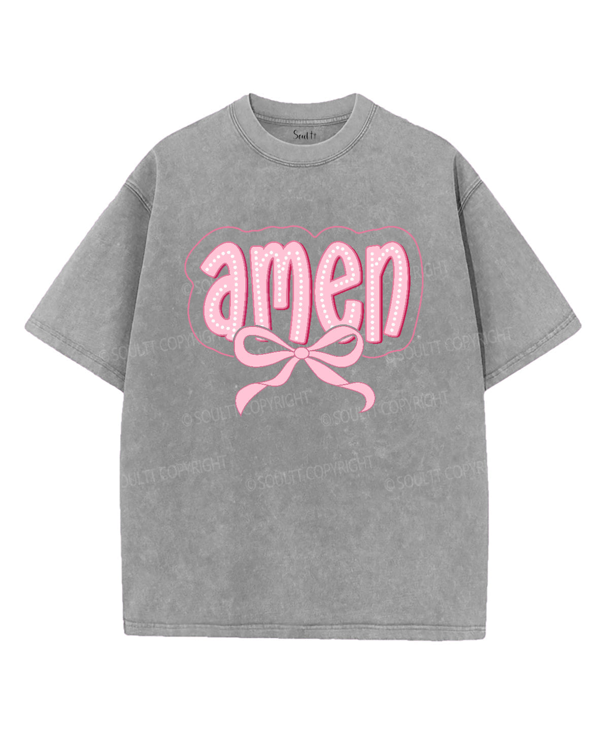 Amen Bow Unisex Washed Christian T-shirt Hoodie, Sweatshirt | CiraTrend.com (Image 2)