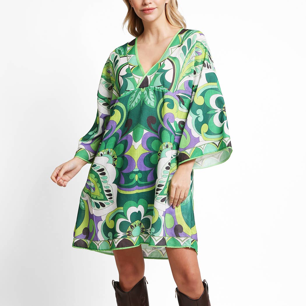 Mixed Pattern Summer Cover-Up Dress