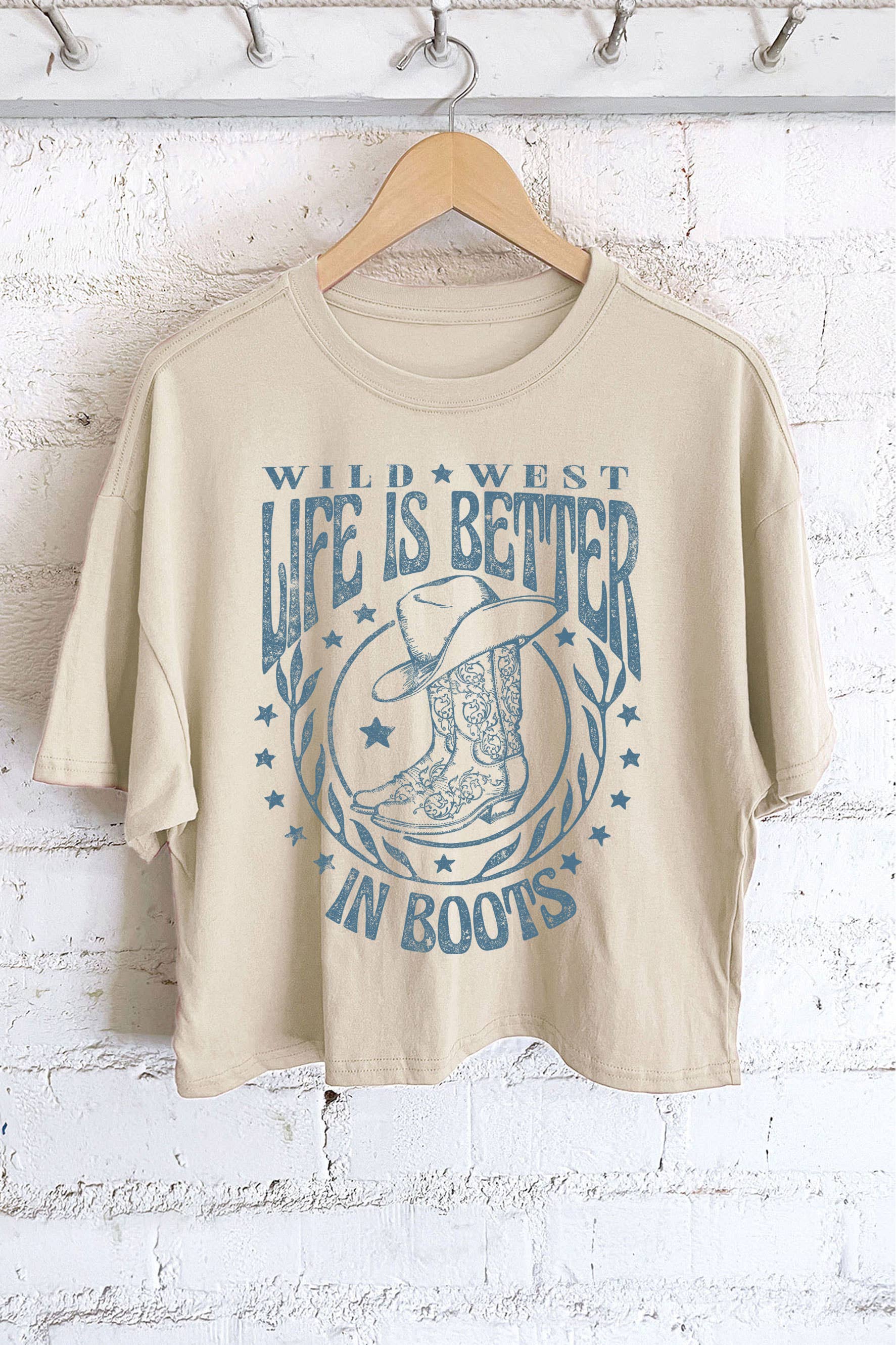 Wild West Life Is Better in Boots Graphic Long Crop Top