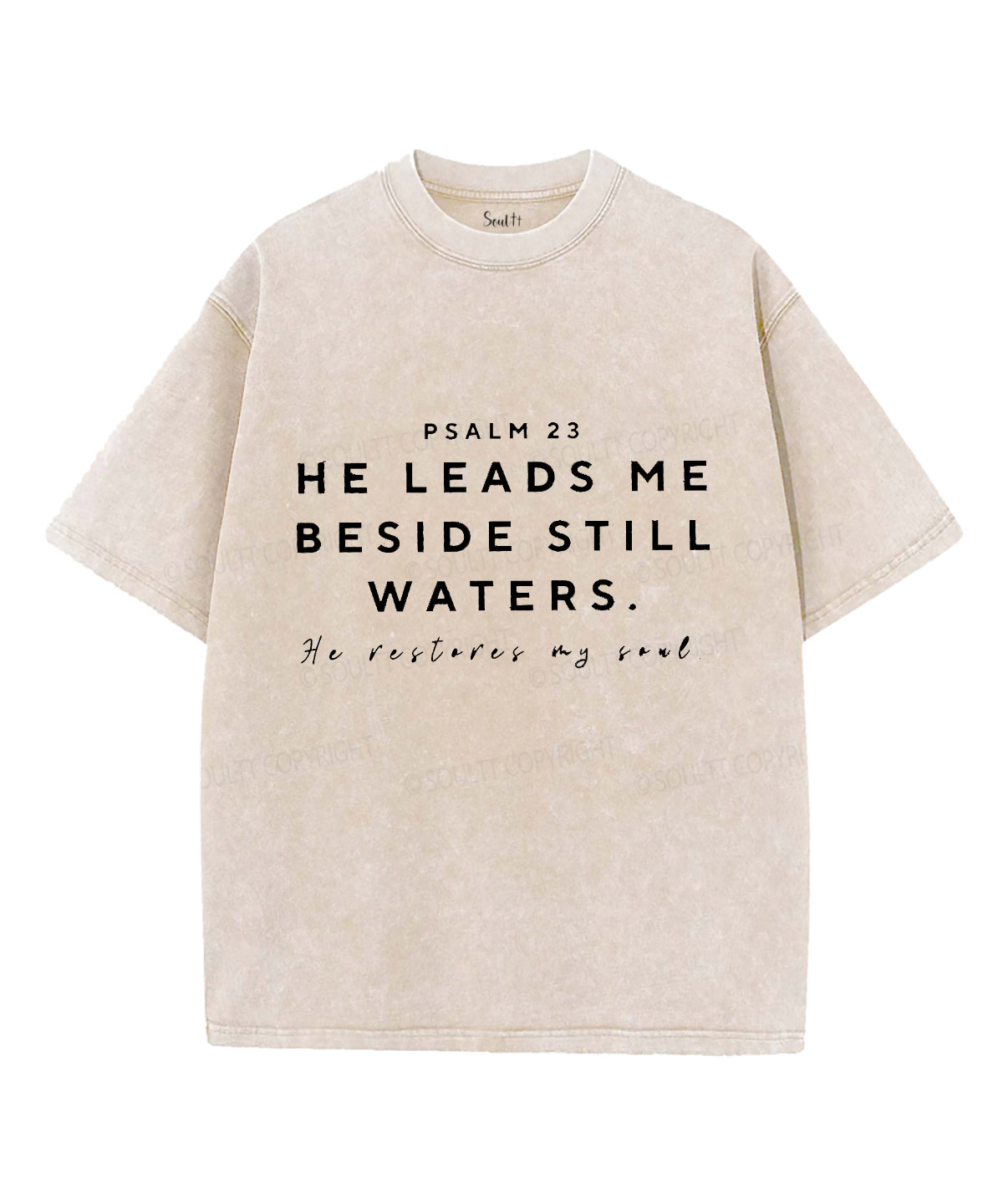 He Leads Me Unisex Washed Christian T-shirt Hoodie, Sweatshirt | CiraTrend.com (Image 4)