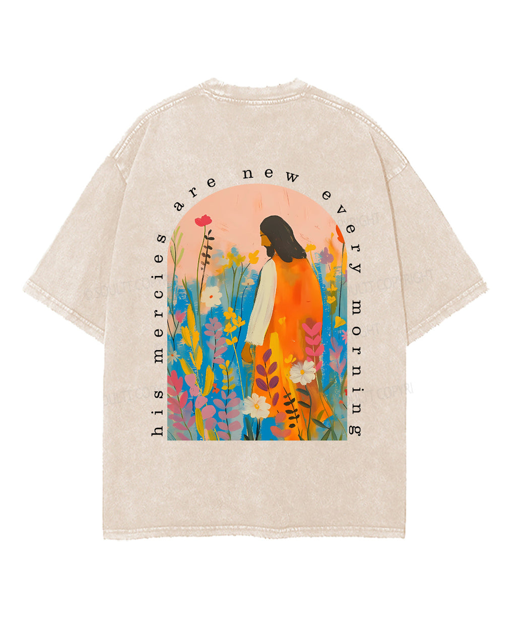 His Mercies Are New Every Morning Double Sided Unisex Washed Christian T-shirt Style001 Hoodie, Sweatshirt (Image 3)