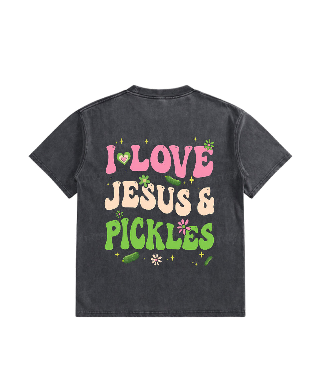 Kids Love Jesus And Love Pickles Double Sided Washed Christian T-shirt Hoodie, Sweatshirt | CiraTrend.com (Image 3)