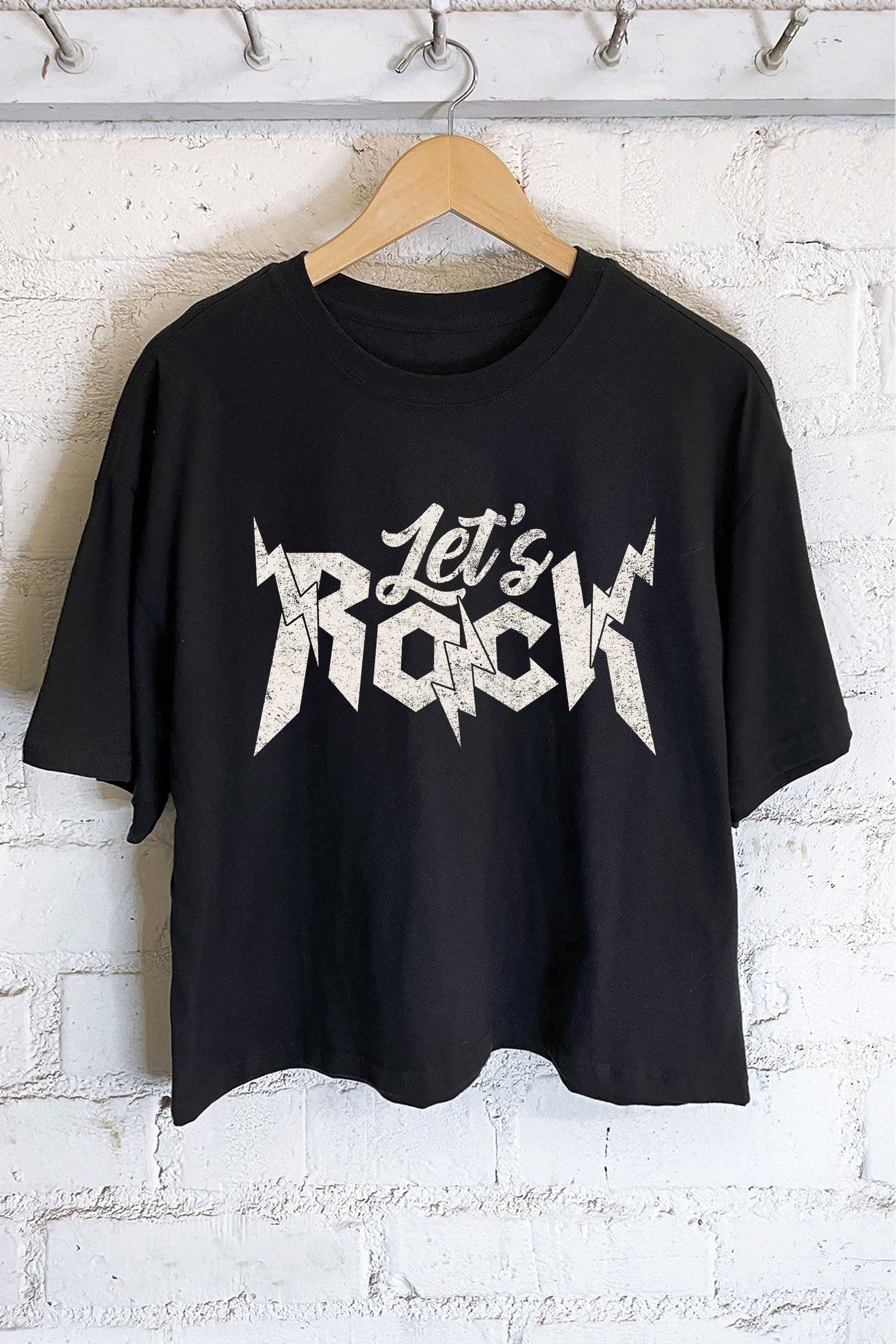 Let's Rock Graphic Long Crop Top