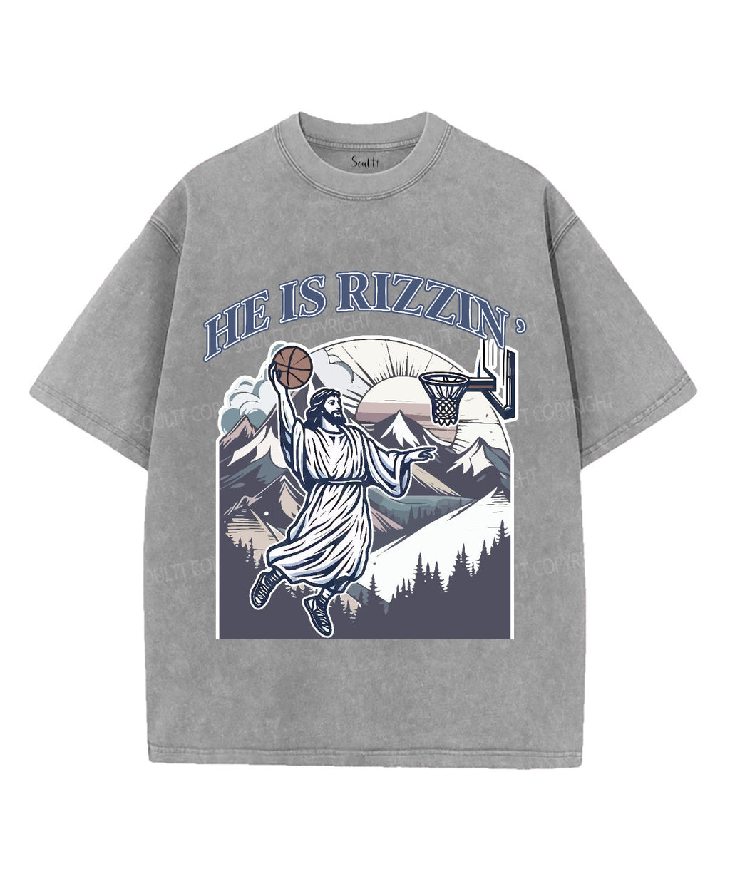 He Is Rizzin' Unisex Washed Christian T-shirt Hoodie, Sweatshirt | CiraTrend.com (Image 3)
