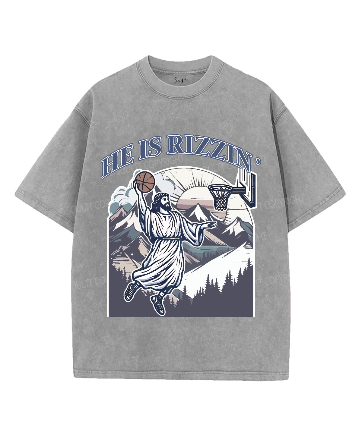 He Is Rizzin' Unisex Washed Christian T-shirt Hoodie, Sweatshirt | CiraTrend.com (Image 3)