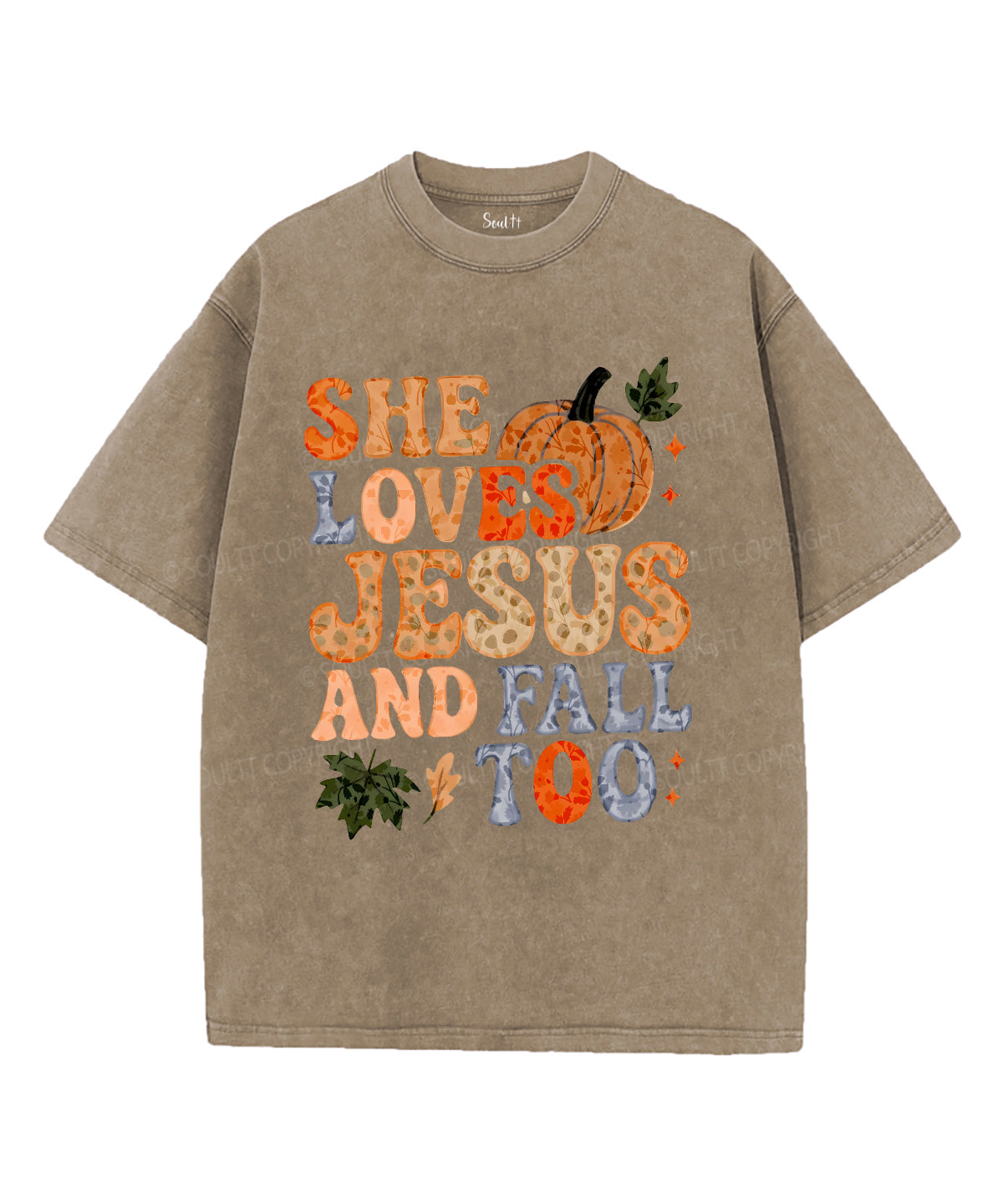 She Loves Jesus And Fall Too Unisex Washed Christian T-shirt Hoodie, Sweatshirt | CiraTrend.com (Image 1)