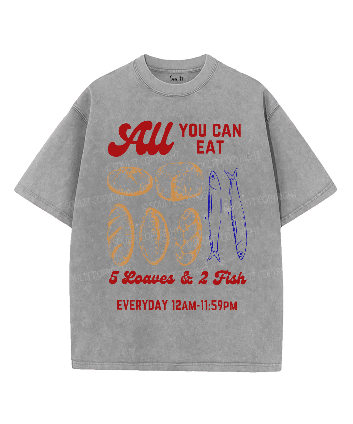 Fish And Loaves Unisex Washed Christian T-shirt Style002 Hoodie, Sweatshirt | CiraTrend.com (Image 3)