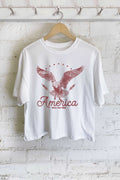 America Wild and Free Graphic Long Crop Top