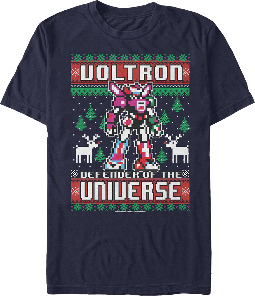 Defender of the Universe Faux Ugly Christmas Sweater Voltron T-Shirt Hoodie, Sweatshirt | CiraTrend.com (Image 1)