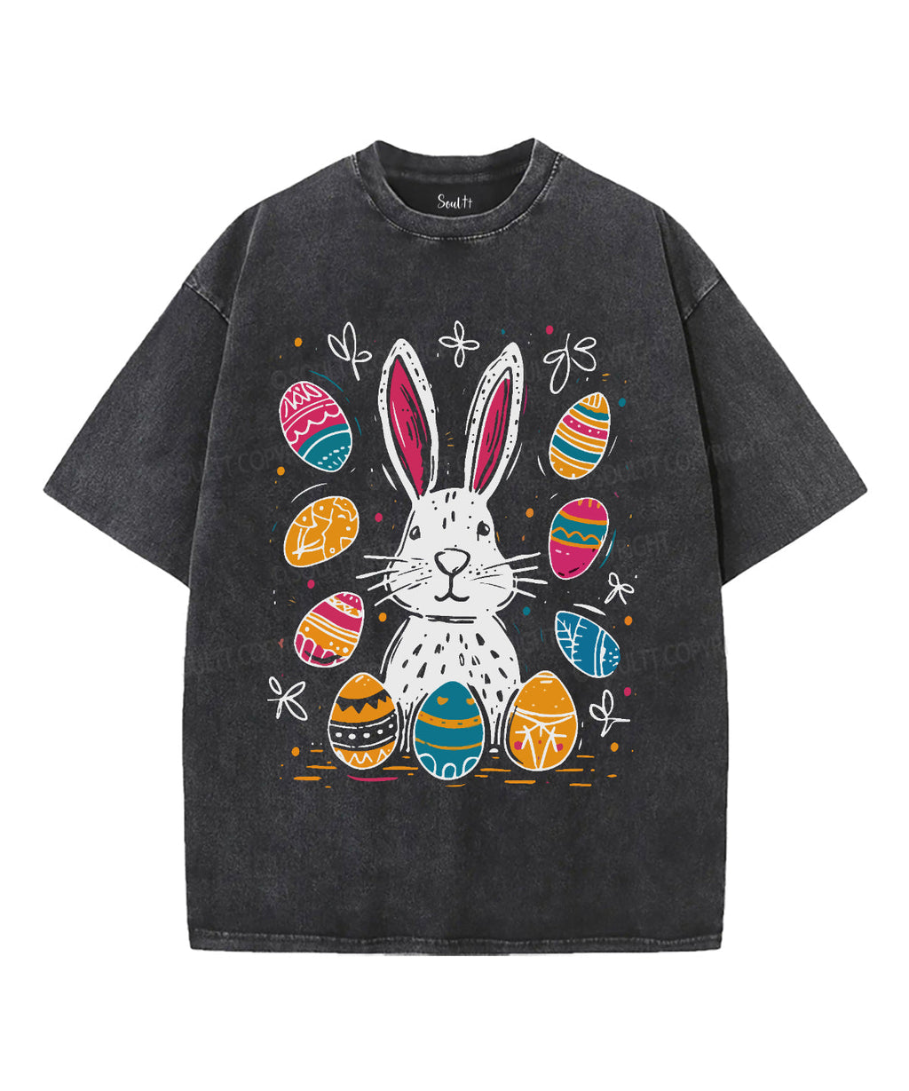 Easter Bunny Eggs Unisex Washed Christian T-shirt Hoodie, Sweatshirt | CiraTrend.com (Image 1)