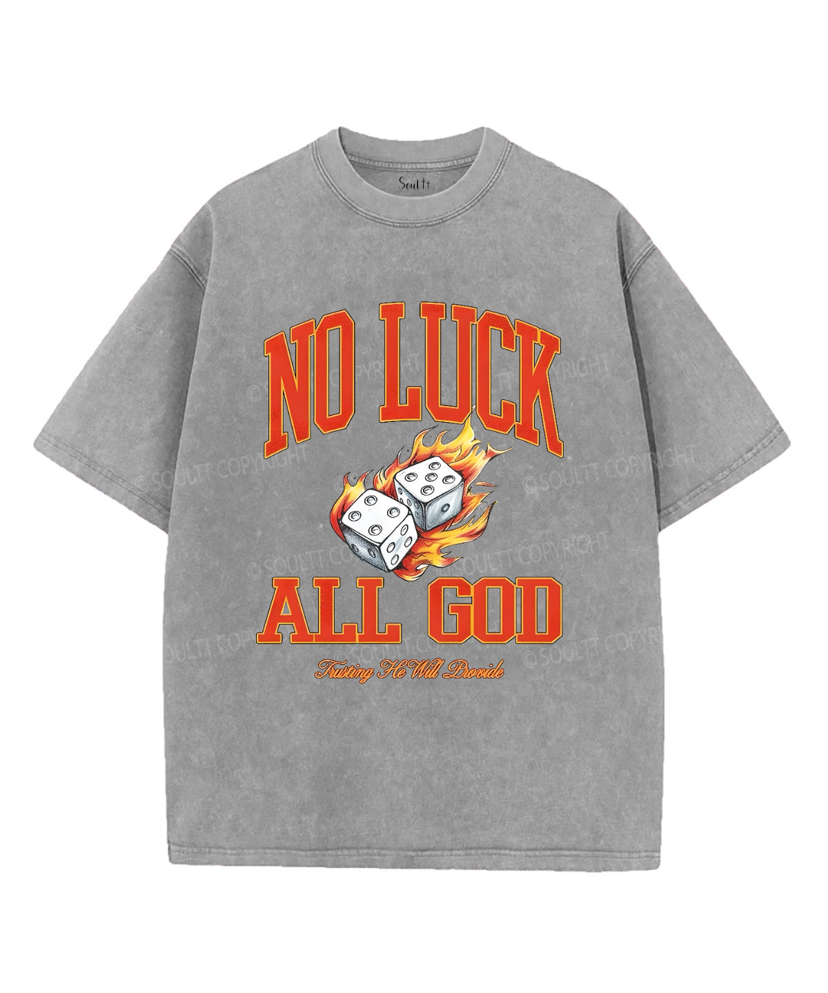 No Luck All God Unisex Washed Christian T-shirt Hoodie, Sweatshirt | CiraTrend.com (Image 3)