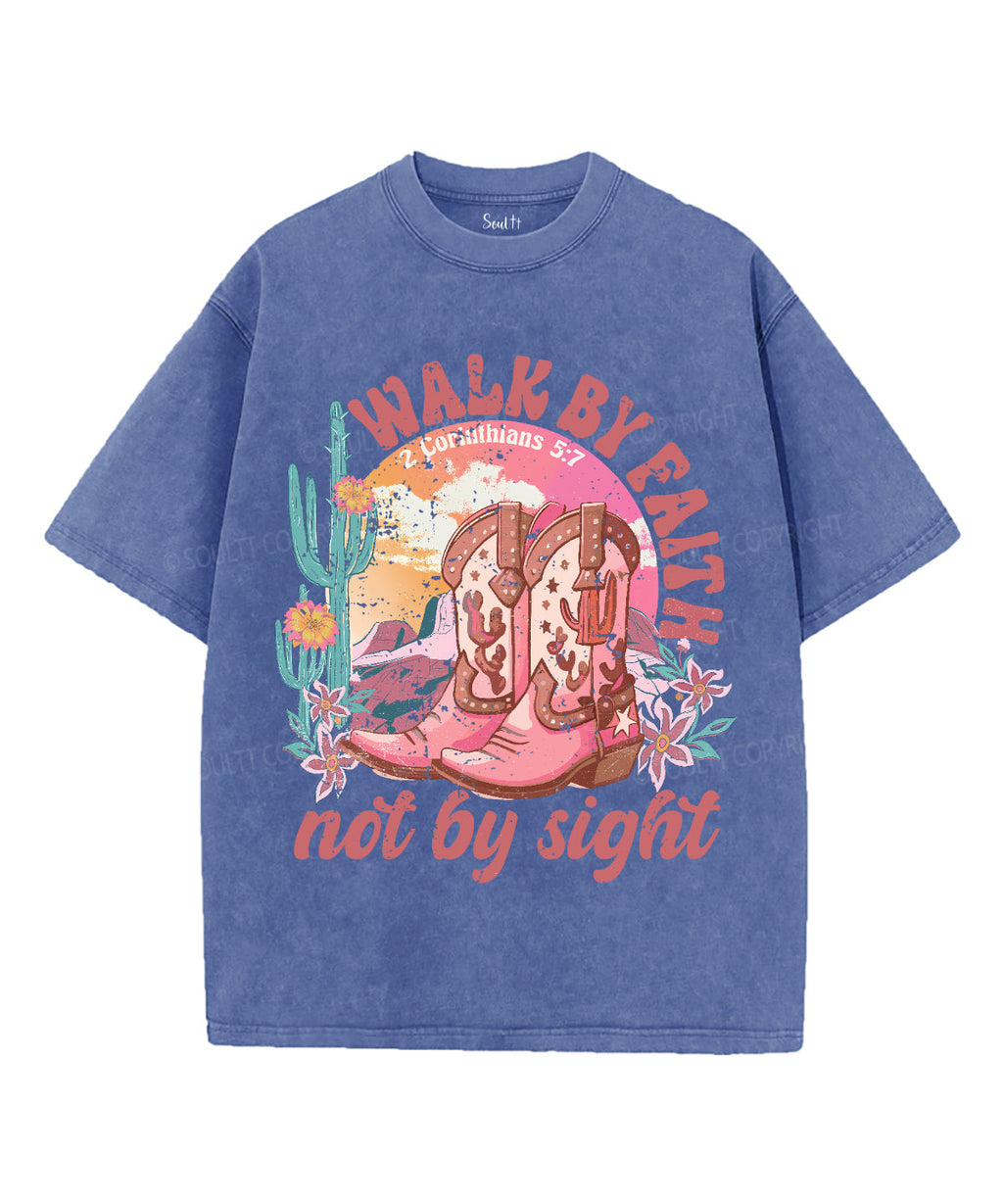 Walk By Faith Unisex Washed Christian T-shirt Hoodie, Sweatshirt | CiraTrend.com (Image 4)