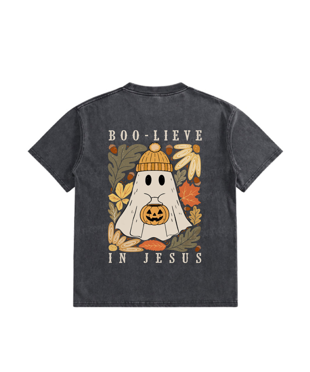 Kids Boolieve In Jesus Double Sided Washed Christian T-shirt Hoodie, Sweatshirt | CiraTrend.com (Image 3)