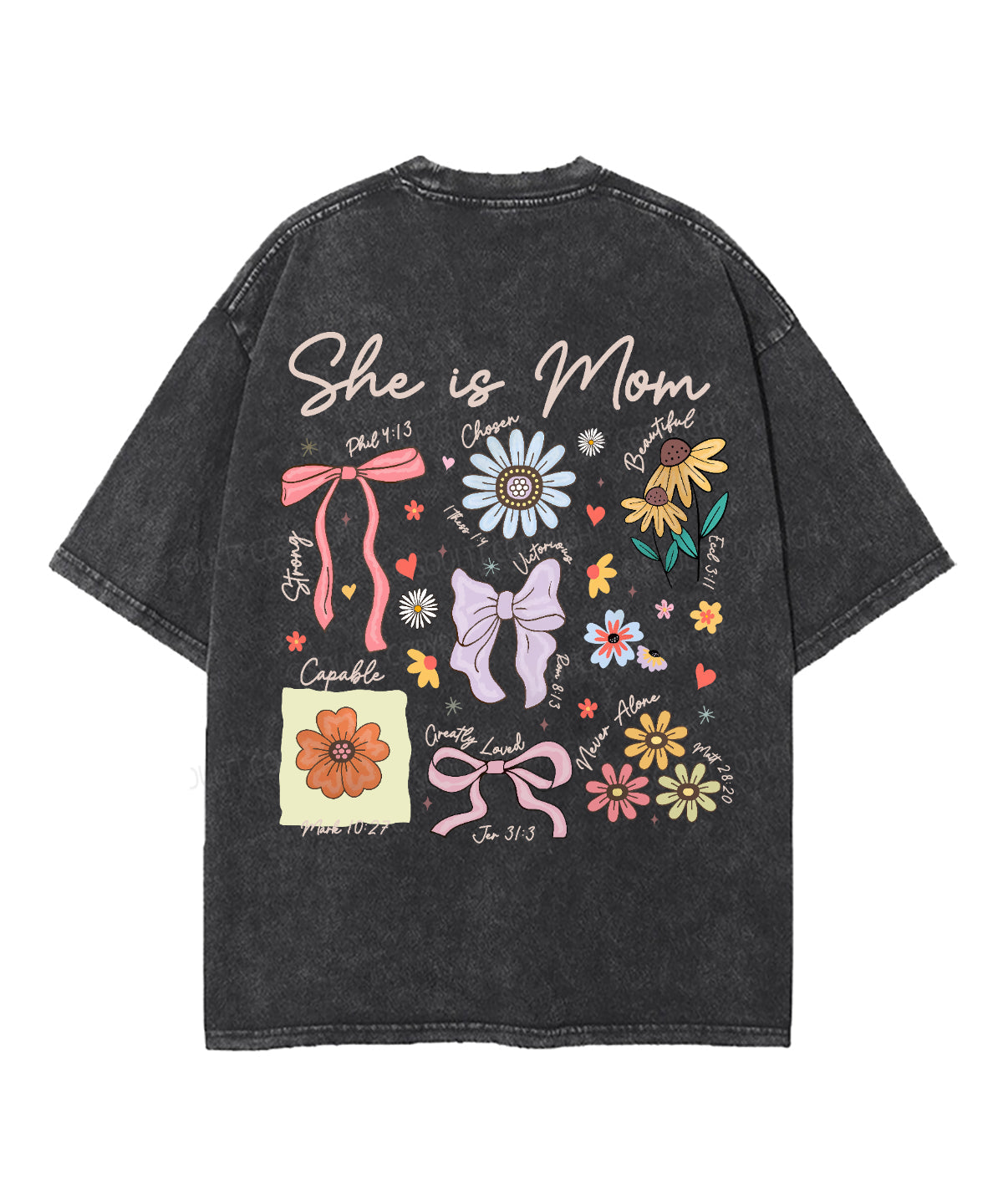 She Is Mom Double Sided Unisex Washed Christian T-shirt Hoodie, Sweatshirt | CiraTrend.com (Image 3)