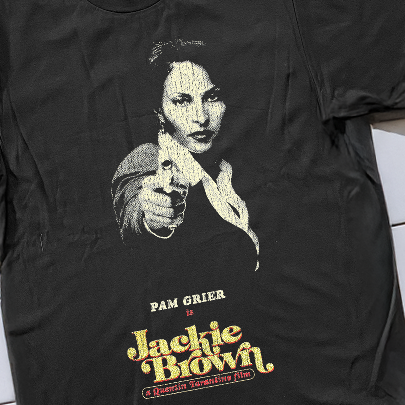 90'S JACKIE BROWN WASHED BLACK T-SHIRT