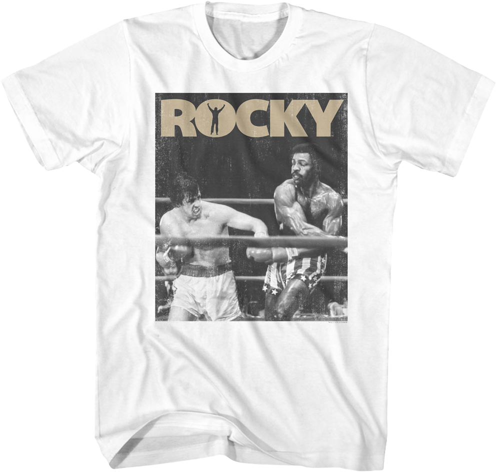 Distressed Apollo vs Rocky T-Shirt Hoodie, Sweatshirt | CiraTrend.com (Image 1)