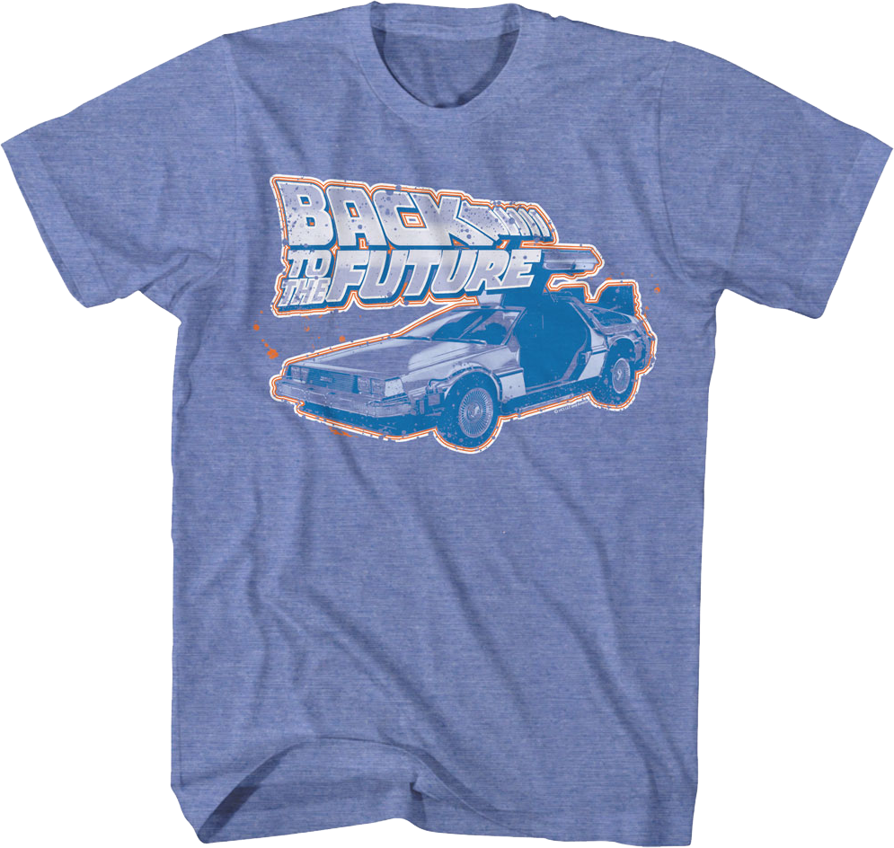 Distressed DeLorean Paint Splatter Back To The Future T-Shirt Hoodie, Sweatshirt | CiraTrend.com (Image 1)