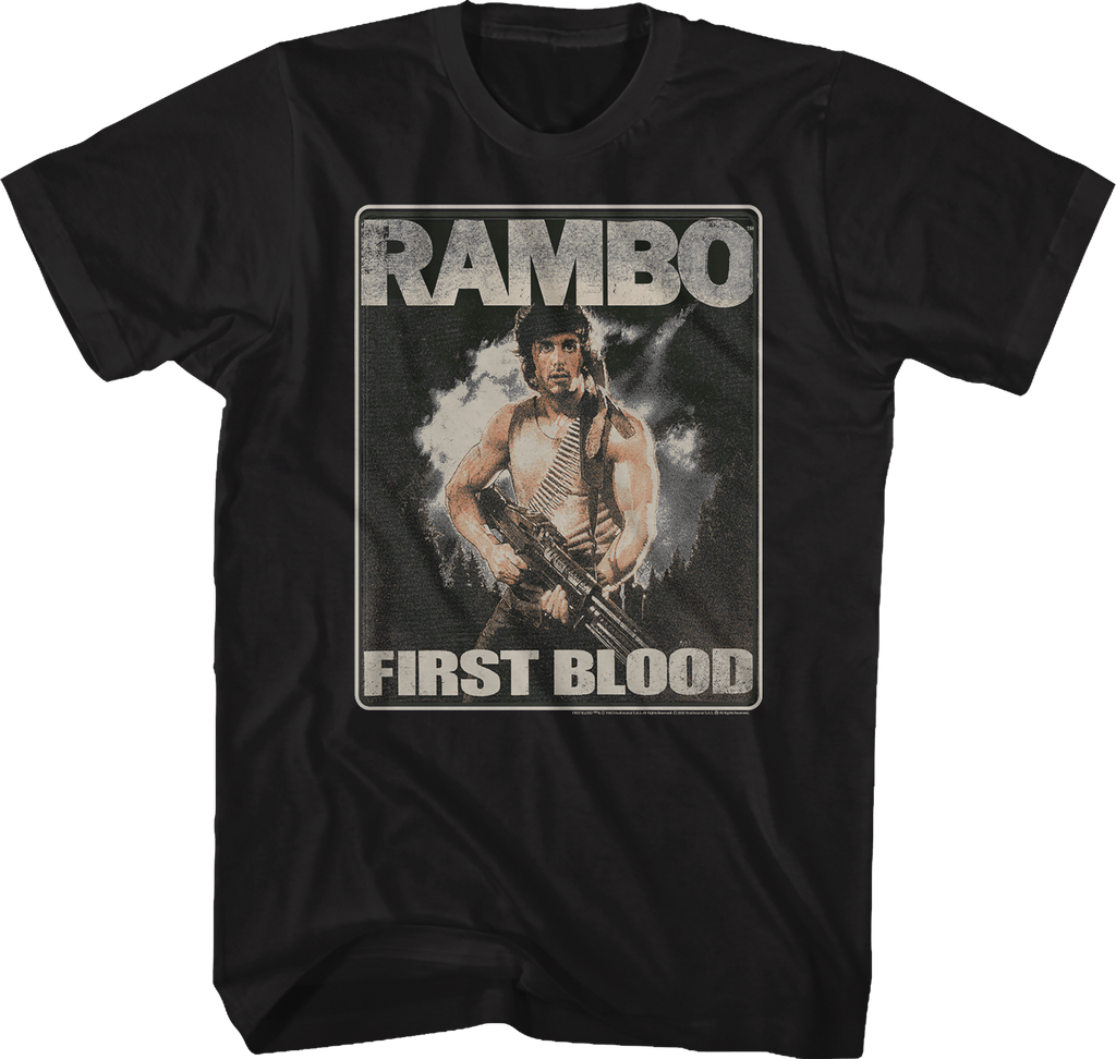 Distressed First Blood Poster Rambo T-Shirt Hoodie, Sweatshirt | CiraTrend.com (Image 1)