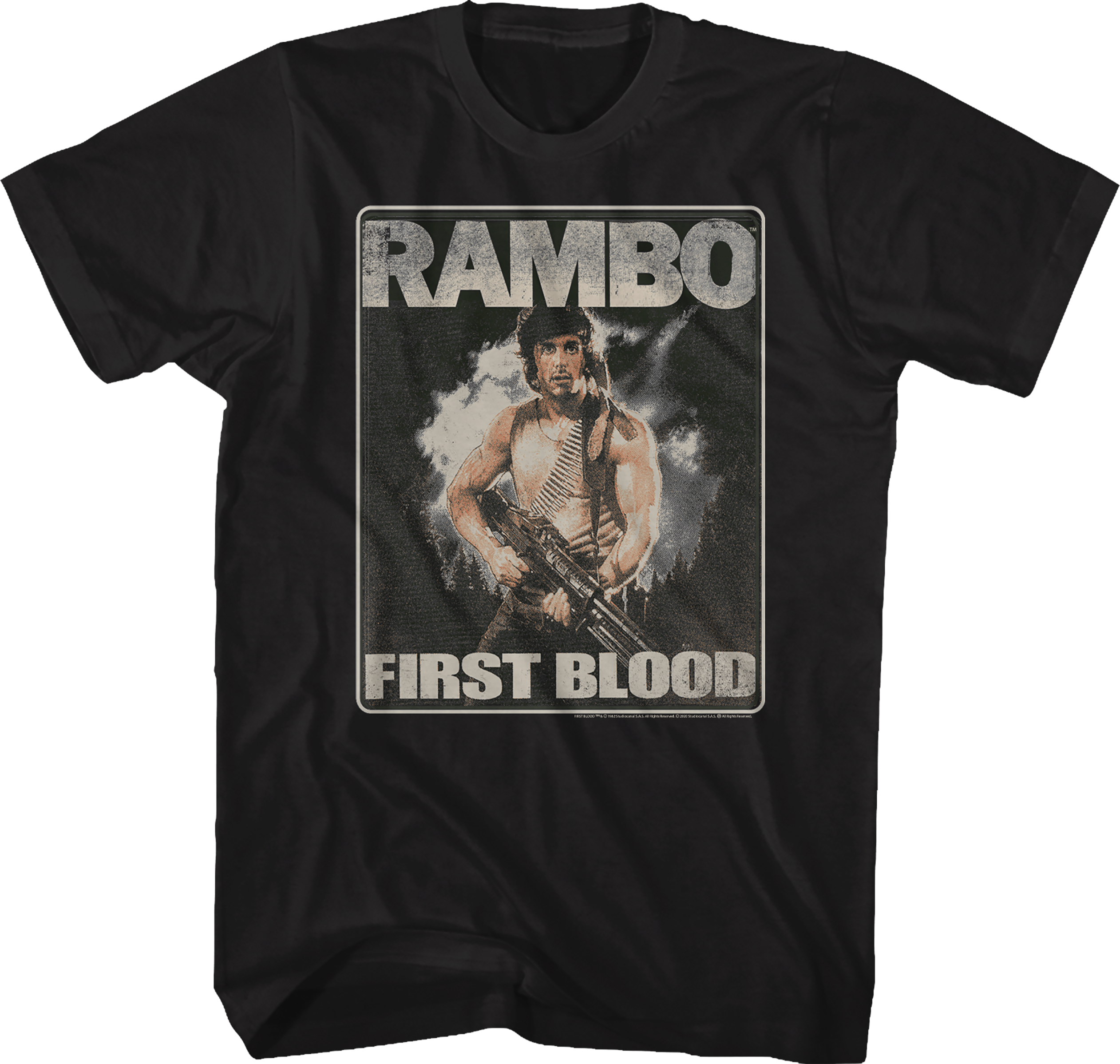 Distressed First Blood Poster Rambo T-Shirt Hoodie, Sweatshirt | CiraTrend.com (Image 1)