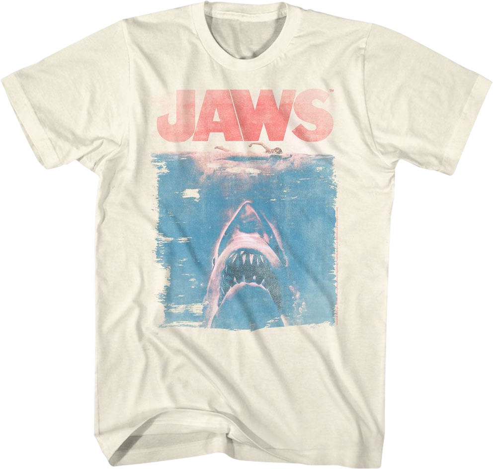 Distressed Movie Poster Jaws T-Shirt Hoodie, Sweatshirt | CiraTrend.com (Image 1)