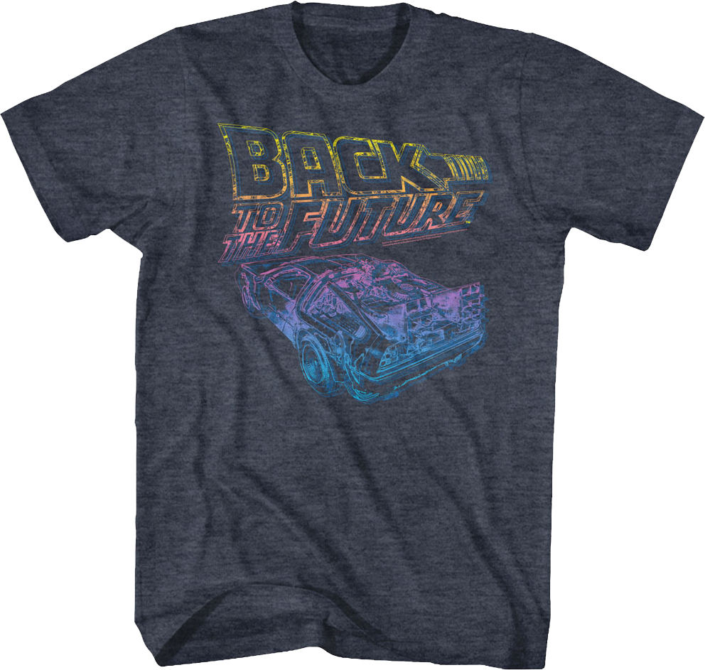 Distressed Neon Logo And DeLorean Back To The Future T-Shirt Hoodie, Sweatshirt | CiraTrend.com (Image 1)