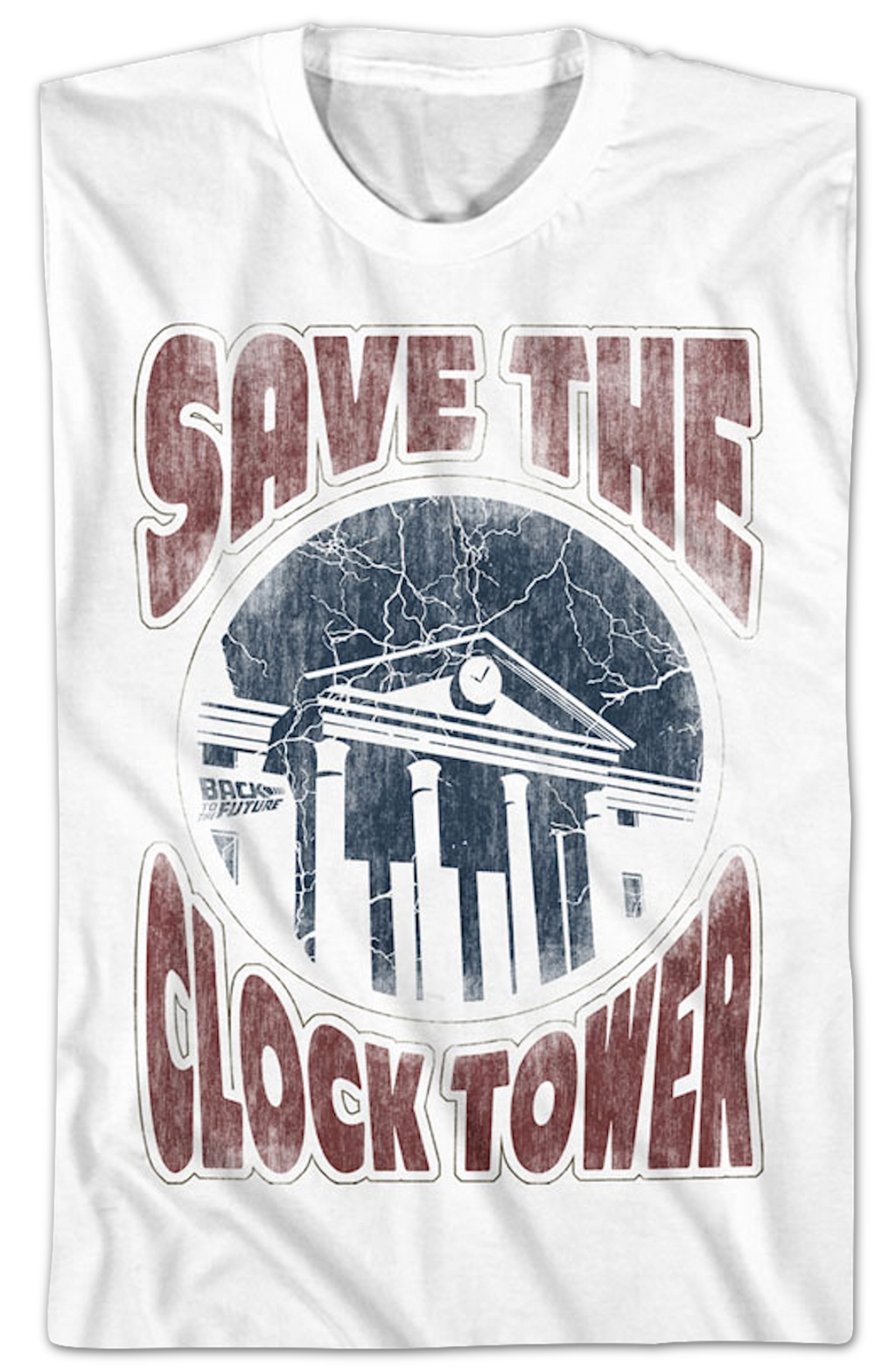 Distressed White Save The Clock Tower Back To The Future T-Shirt Hoodie, Sweatshirt | CiraTrend.com (Image 2)