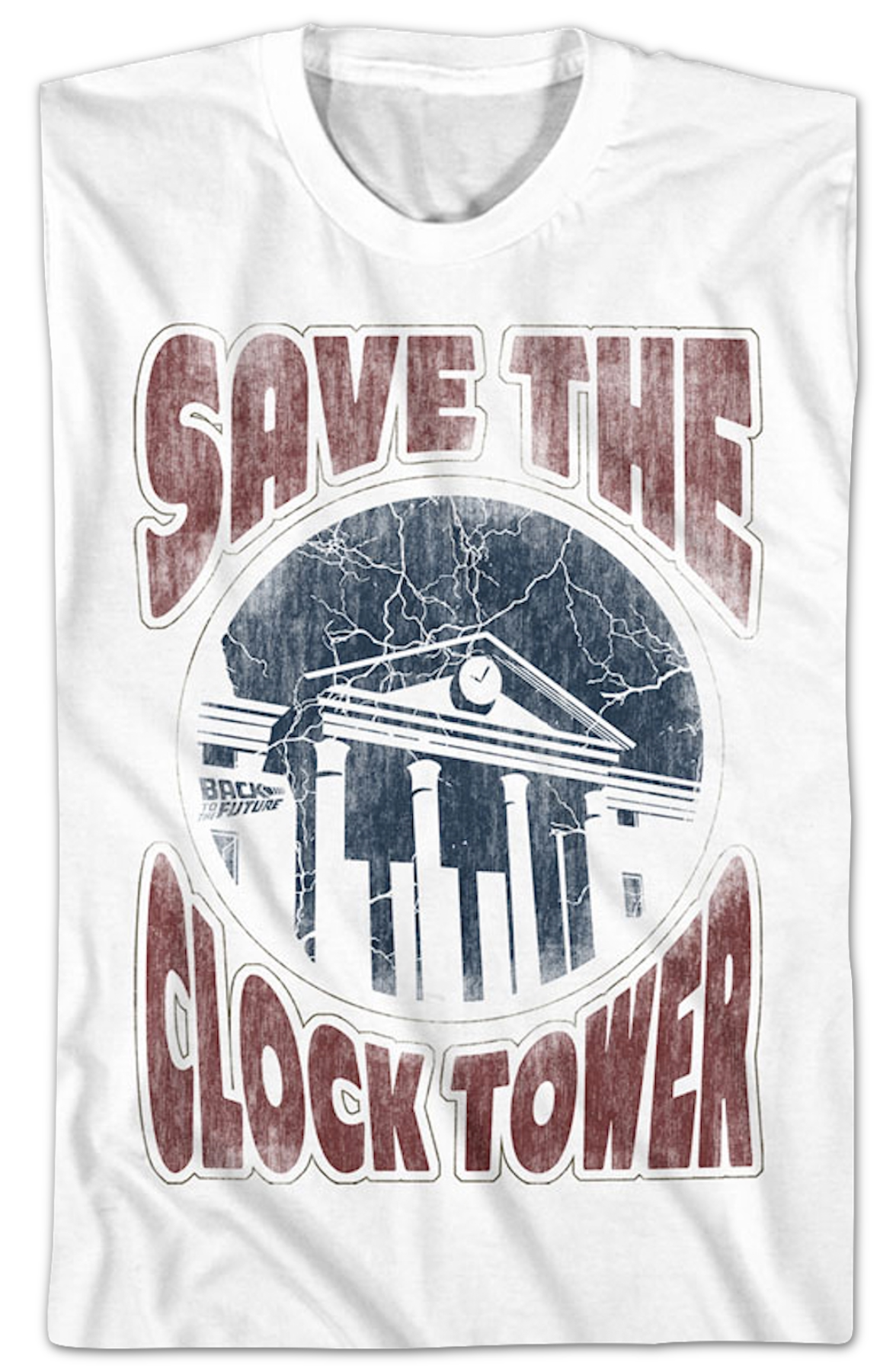 Distressed White Save The Clock Tower Back To The Future T-Shirt Hoodie, Sweatshirt | CiraTrend.com (Image 2)