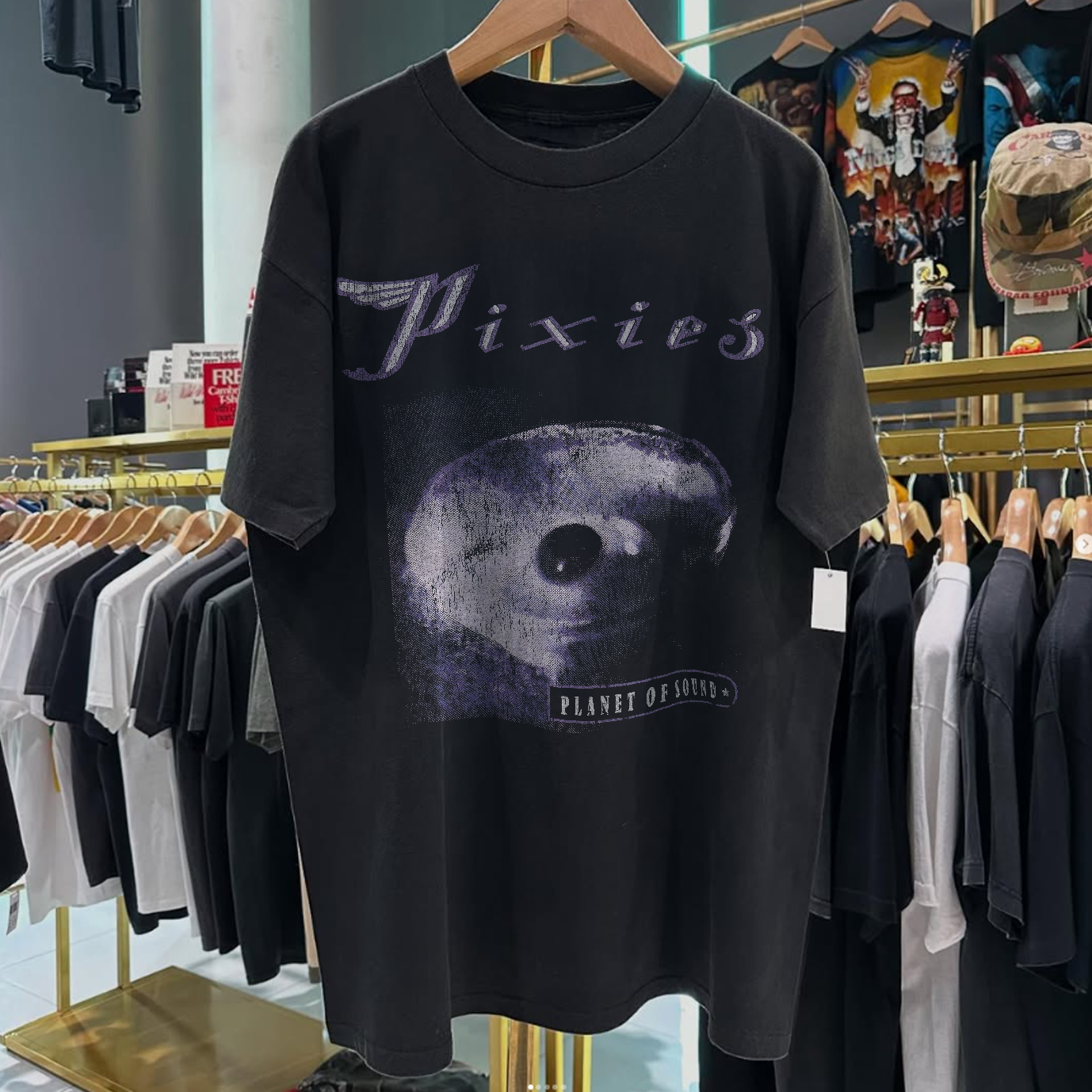 1991 PIXIES 'PLANET OF SOUND' LONDON ULTRA RARE BLACK T-SHIRT
