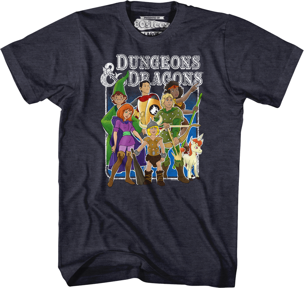 Navy Heather Animated Friends Dungeons & Dragons T-Shirt Hoodie, Sweatshirt | CiraTrend.com (Image 1)