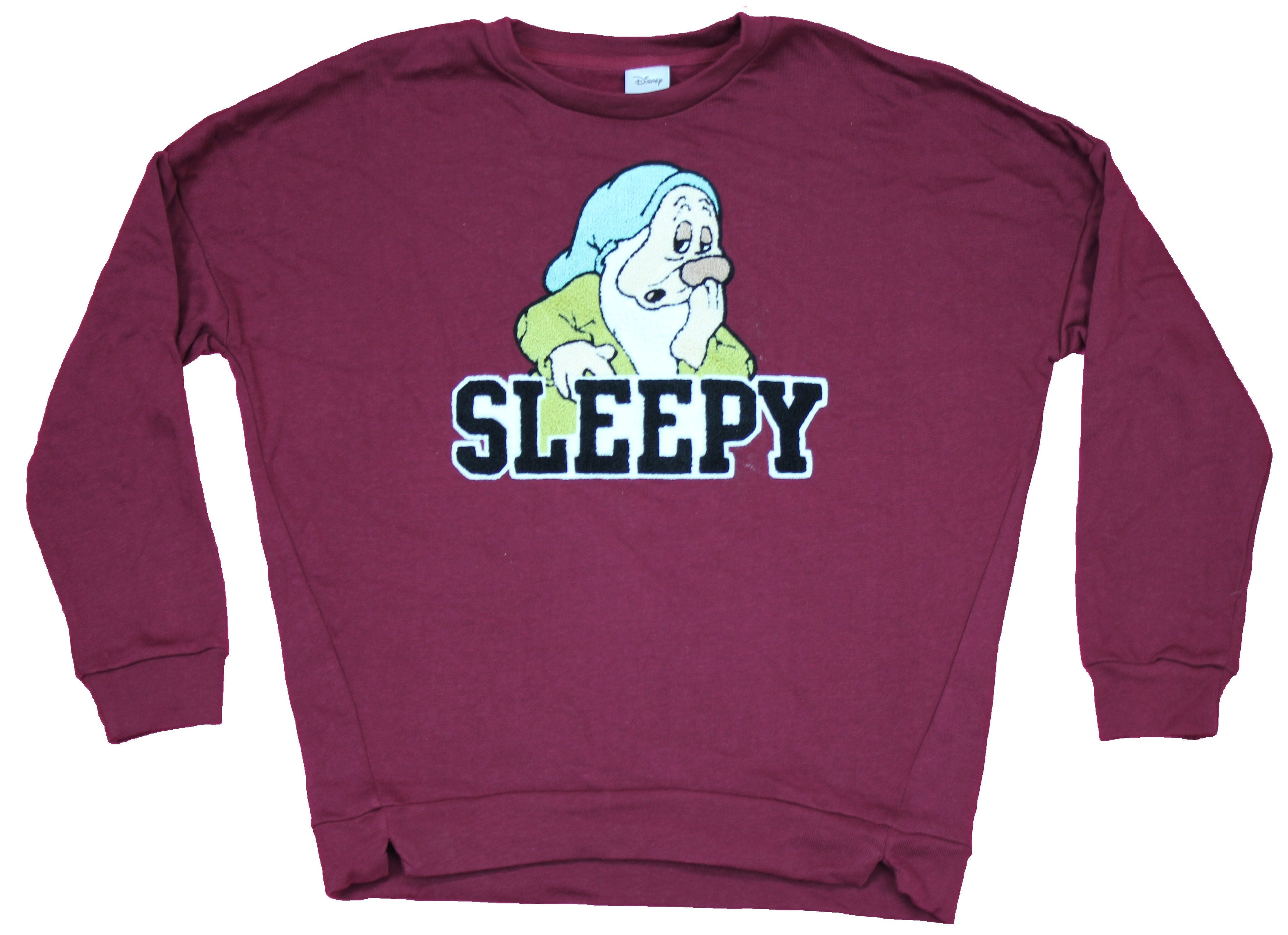 Snow White Crewneck Girls Juniors Sweatshirt - Raised Patch Sleepy Image T-Shirts, Hoodie | CiraTrend.com
