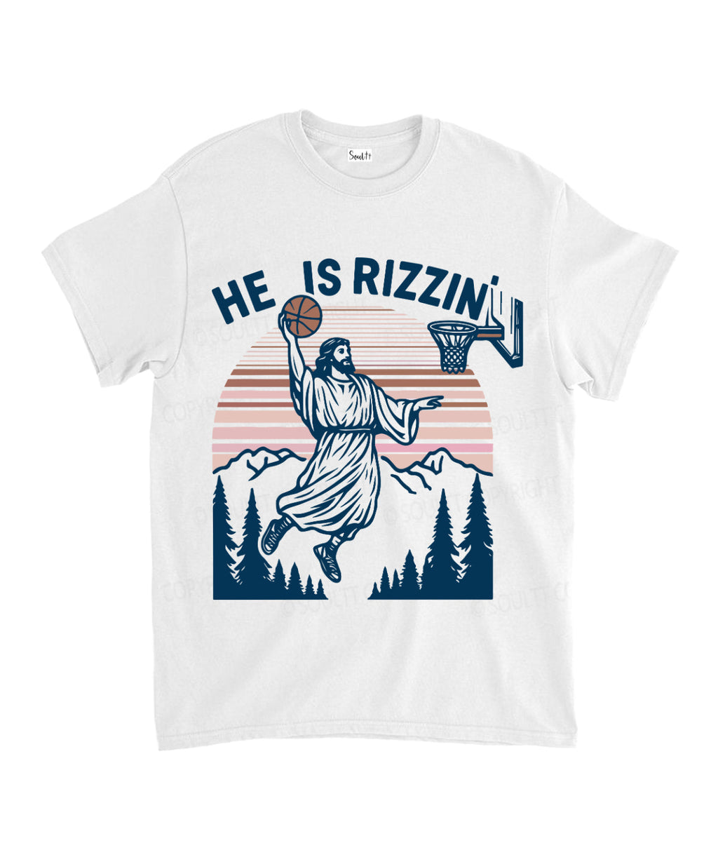 He Is Rizzin' Unisex Cotton Christian T-Shirt Hoodie, Sweatshirt | CiraTrend.com (Image 1)