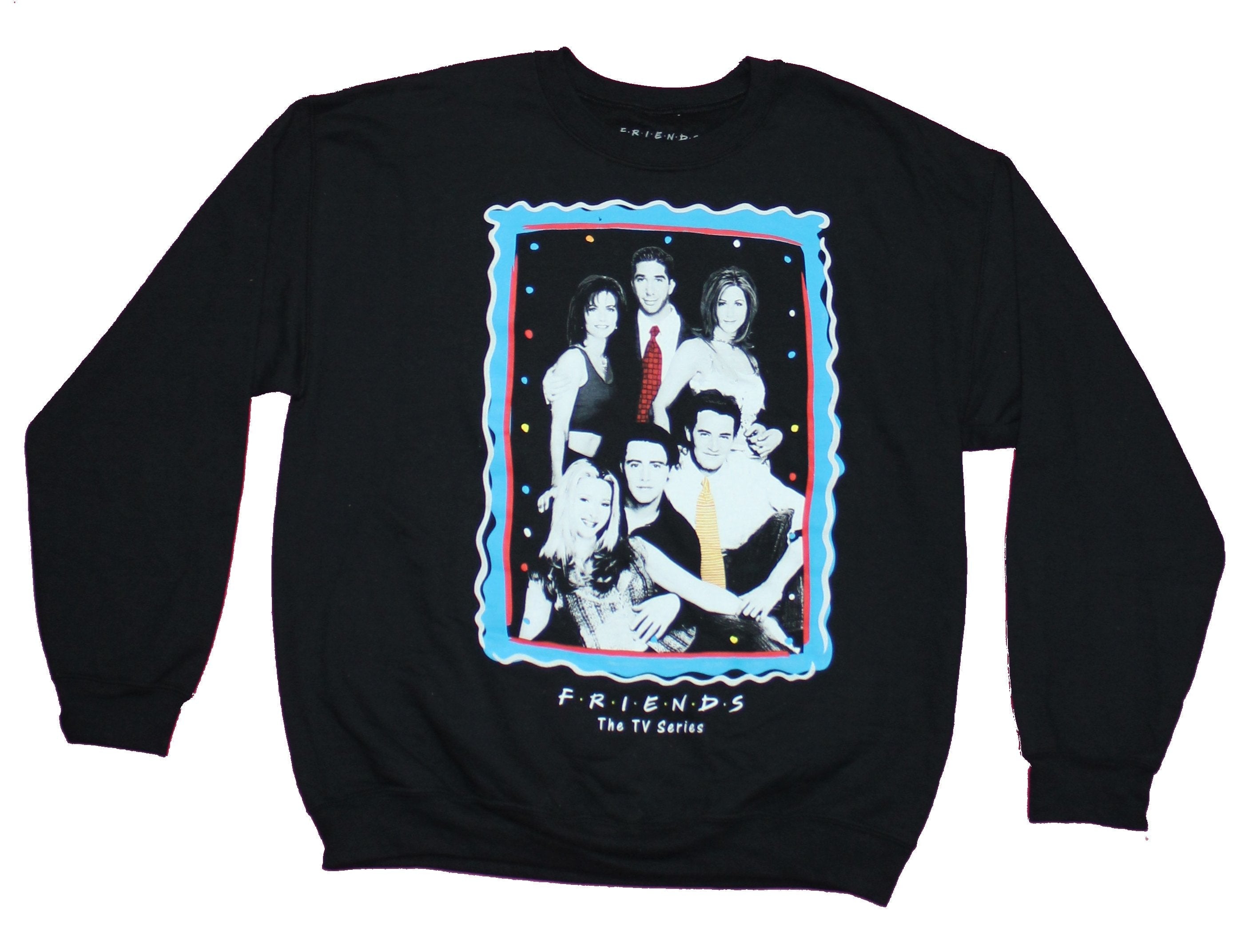 Friends TV Mens Crewneck Sweatshirt - Classic Blue Outlined Photo Group T-Shirts, Hoodie | CiraTrend.com