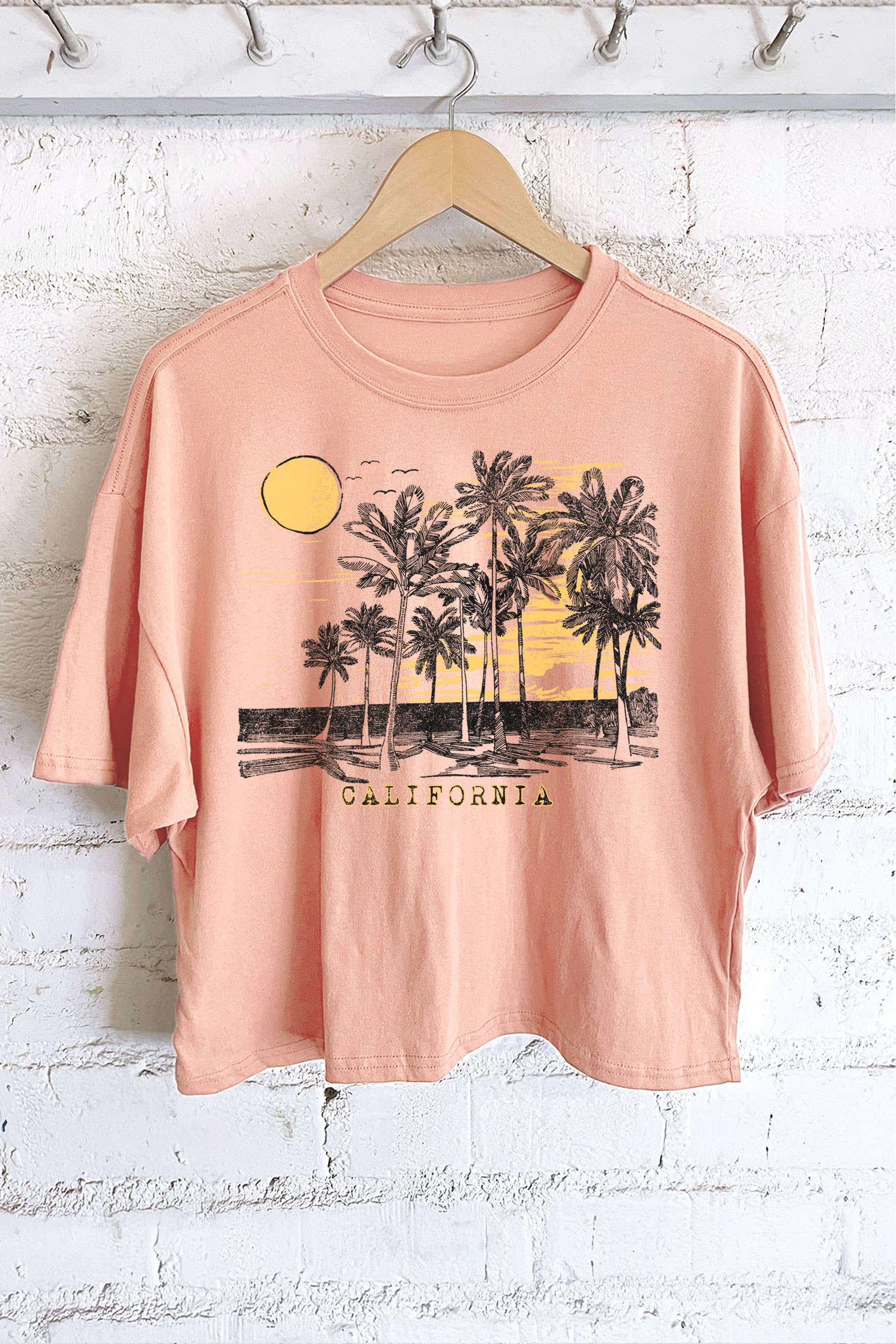 California Palm Tree Graphic Long Crop Top