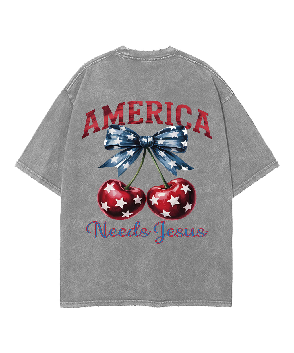 America Needs Jesus Double Sided Unisex Washed Christian T-shirt Style002 Hoodie, Sweatshirt | CiraTrend.com (Image 5)