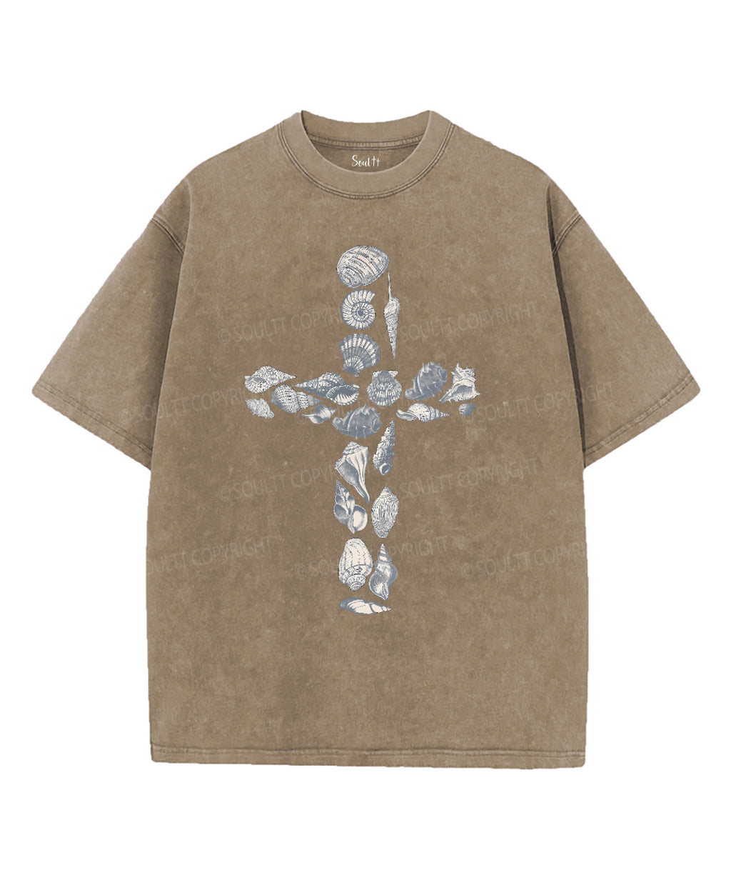Ocean Baker Cross Unisex Washed Christian T-shirt Hoodie, Sweatshirt | CiraTrend.com (Image 5)